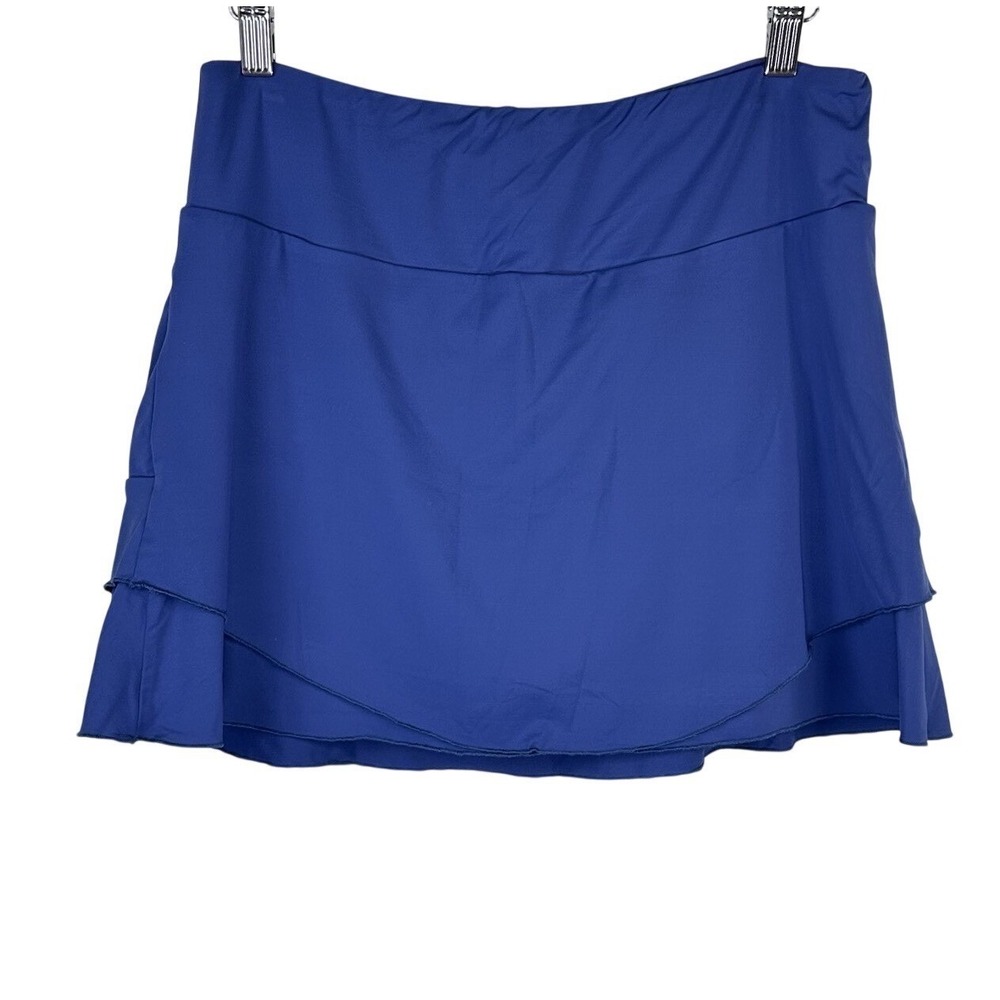 Denise Cronwall Blue Tiered Ruffle Tennis Golf Skort Pockets Active Womens‎ L